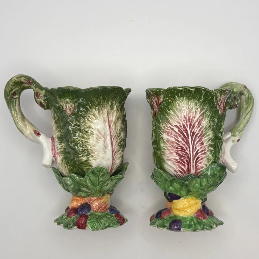 Vtg Fitz & Floyd Italian Fruit Garden Cabbage Mug Shaker Relish Set 5 Majolica